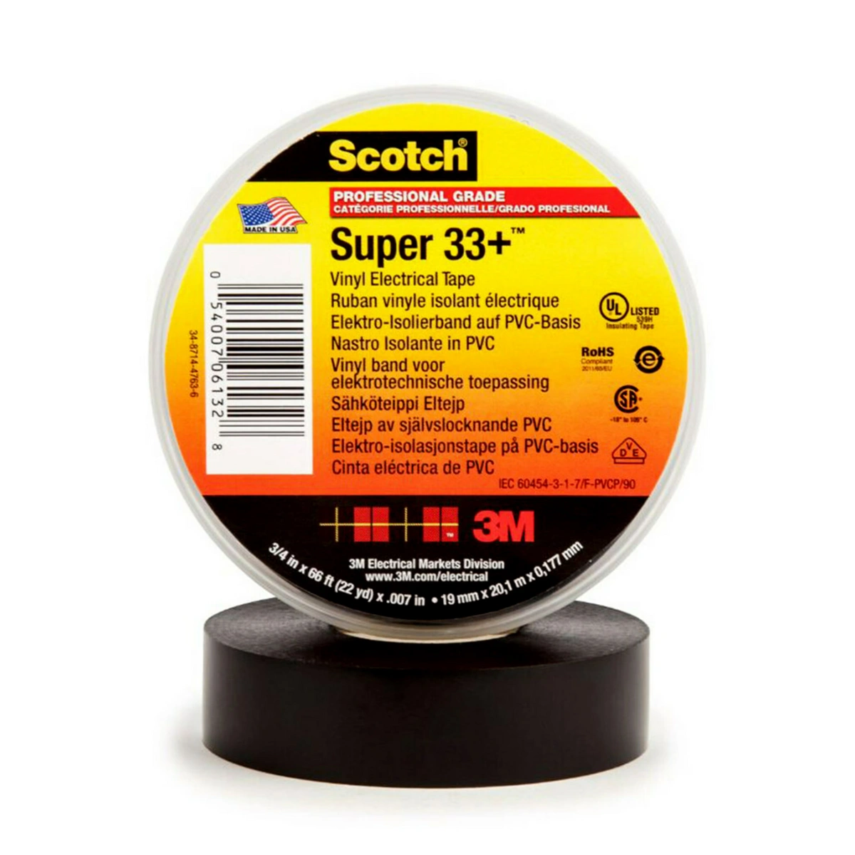 Taśma elektroizolacyjna Scotch Super 33+, PCW, 19mm x 20m, czarna