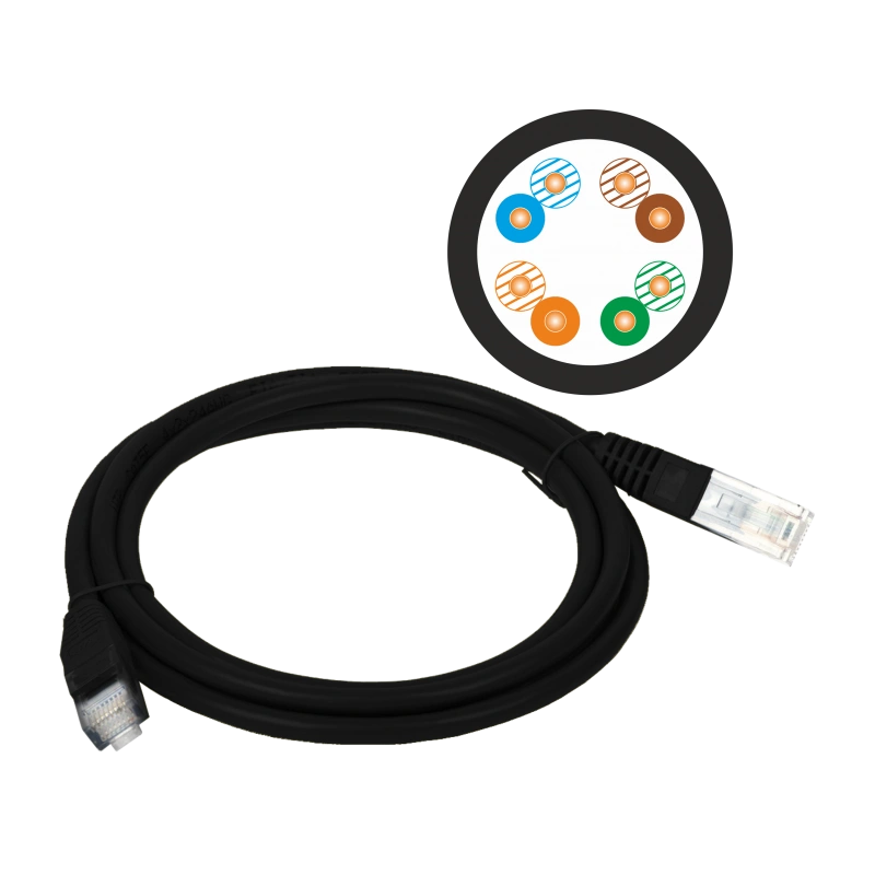 Patch-cord UTP kat.5e PVC 1,0m czarny ALANTEC