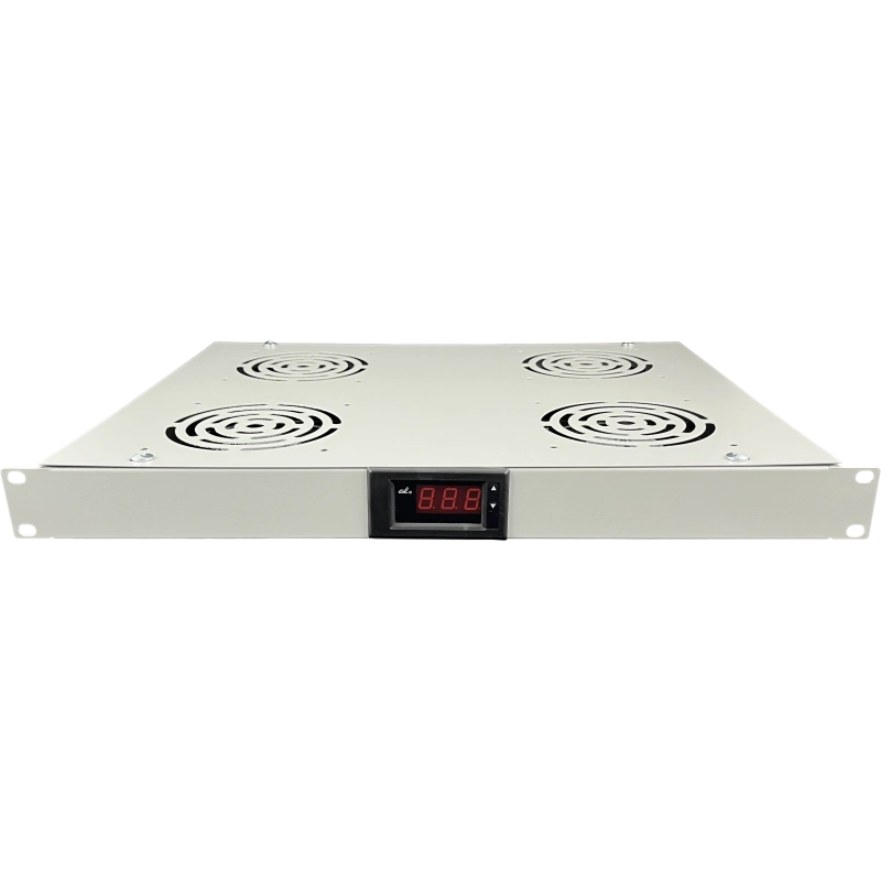 Panel wentylacyjny 19" 1U, 4 wentylatory, termostat, kolor szary | A-LAN