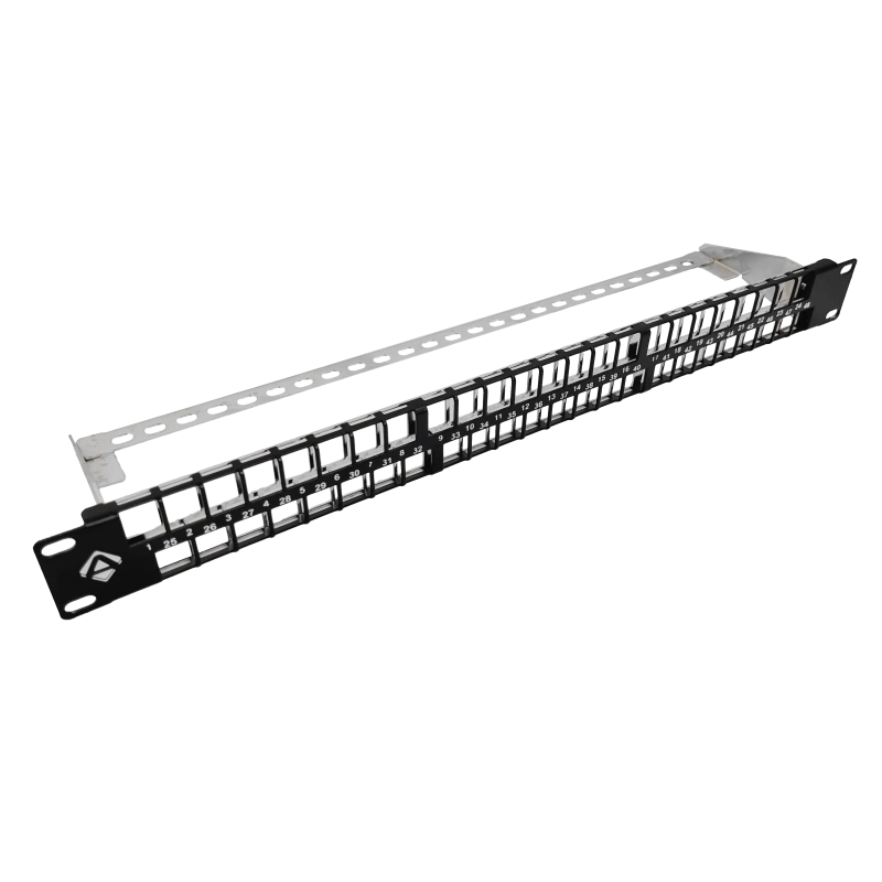 Patch panel 19" modularny 48 portów 1U z podporą niewyposażony ALANTEC