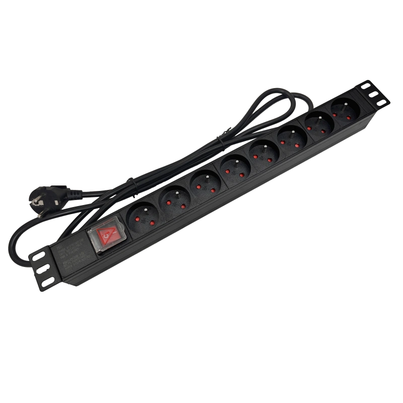 Listwa zasilająca 19" gniazdo 8xCEE 7/5 wtyk CEE 7/7 z wyłacznikiem, kabel 3m