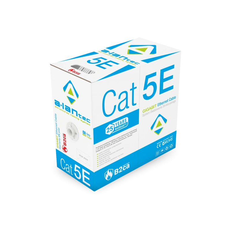 UTP (UTP) kat.5e LSOH 4PR podwyższona klasa palności - B2ca FireHardy 305m 25 lat gwarancji, badanie jakości INTERTEK (USA) ALANTEC