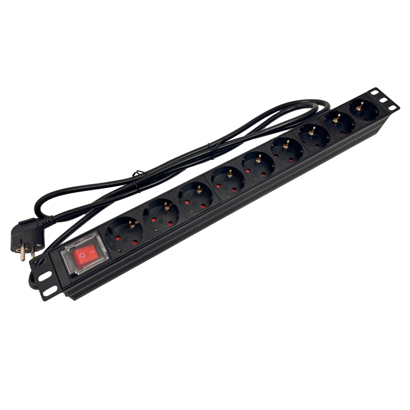 Listwa zasilająca 19" 9gn, 230V kabel 1,8m,SCHUKO