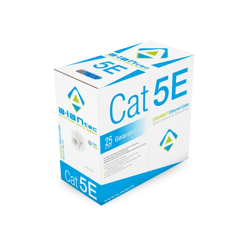 Kabel UTP kat.5e PVC Eca 4PR 305m (NIEBIESKA powłoka) 25 lat gwarancji, badanie jakości laboratorium INTERTEK (USA) ALANTEC
