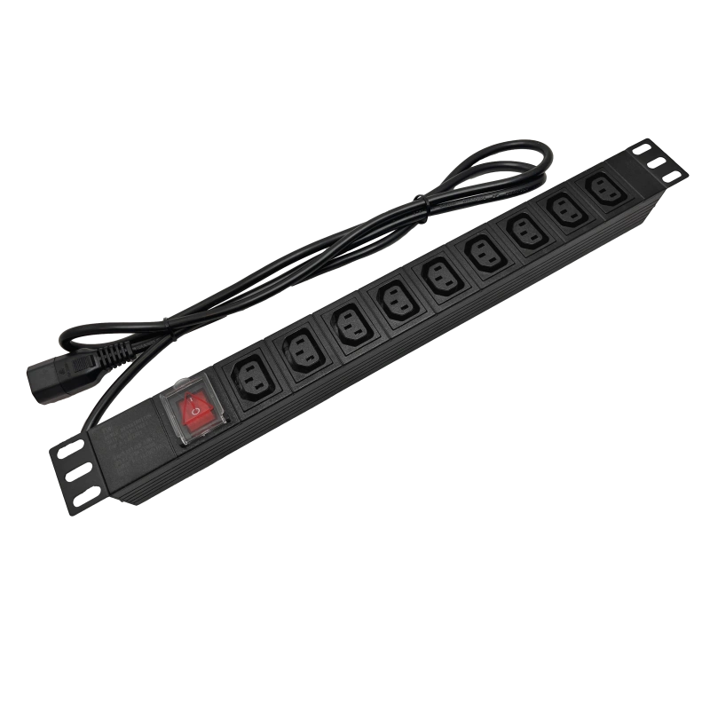 Listwa zasilająca 19" 230V - 9 gniazd (IEC320 C13), z wyłącznikiem LED, kabel 1,8m C14 ALANTEC