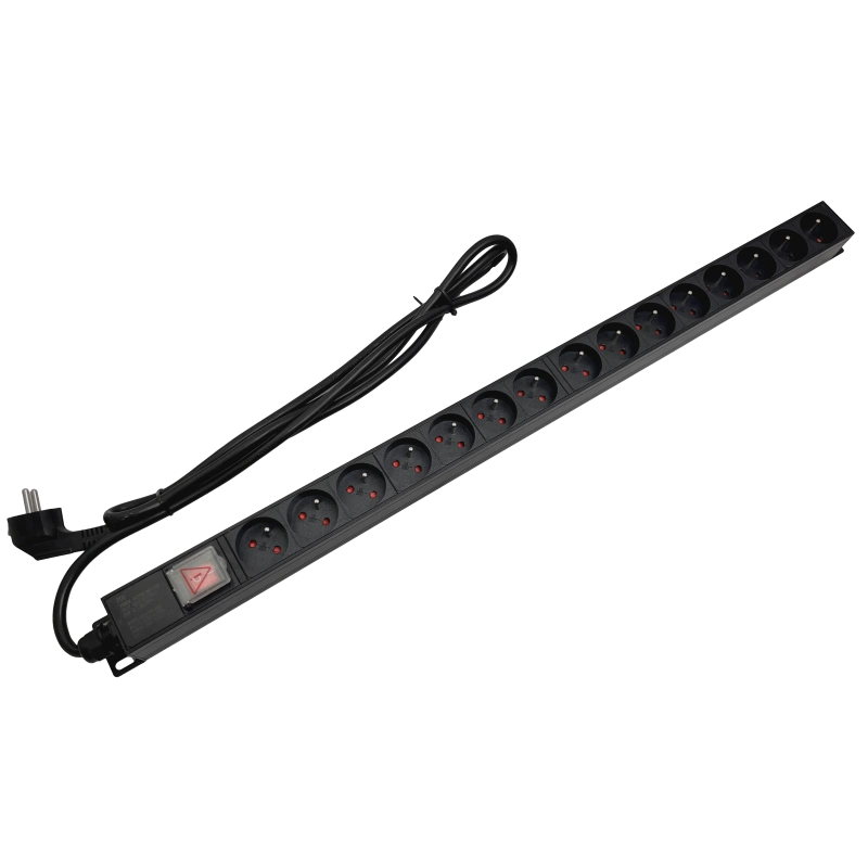Listwa zasilająca pionowa 230V - 15 gniazd (typu E - CEE 7/5), z wyłącznikiem LED, kabel 1,8m CEE 7/7 ALANTEC