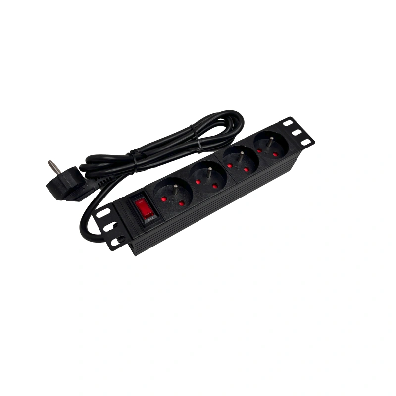 Listwa zasilająca 10" 230V - 4 gniazda (typu E - CEE 7/5), z wyłącznikiem LED, kabel 1,8m CEE 7/7 ALANTEC