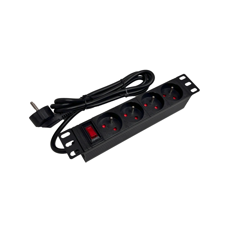 Listwa zasilająca 10" 230V - 4 gniazda (typu E - CEE 7/5), z wyłącznikiem LED, kabel 1,8m CEE 7/7 ALANTEC