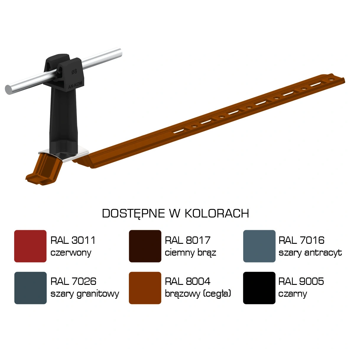 Uchw.dach.uniw.Z-zatrz. L=280mm, Hd=75mm /LA/ czarny TYP AN-19KP/LA/C-N