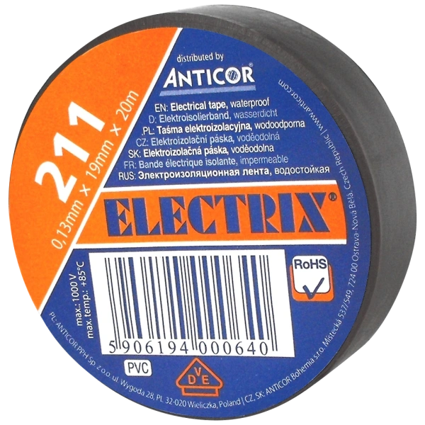 ELECTRIX 211 taśma elektroizolacyjna 0,13mm x 19mm x 20m brązowa