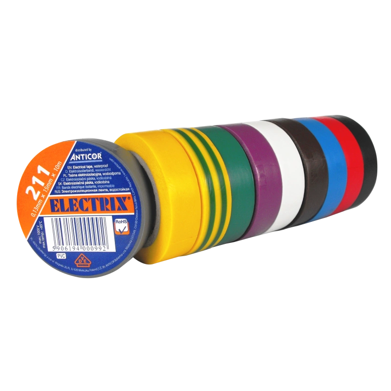 ELECTRIX 211 taśma elektroizolacyjna 0,13mm x 15mm x 10m tęcza (10 szt)