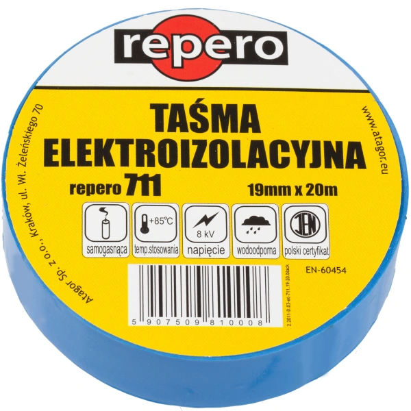 Taśma izolacyjna PCV 50x20 żółta repero 711