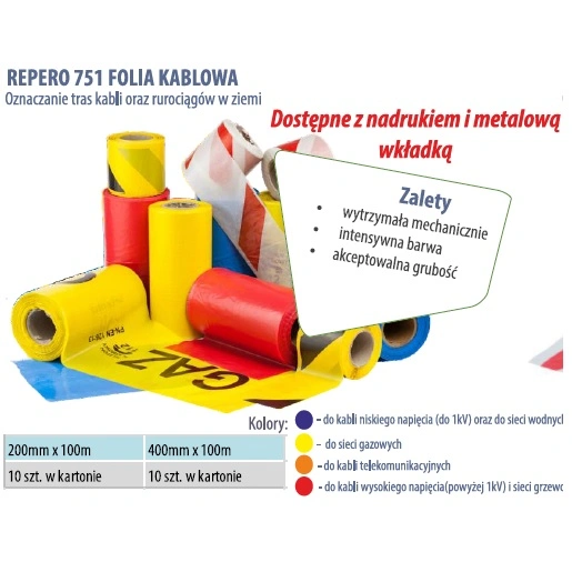 Folia kablowa niebieska 20cm, grubość 0,08mm 1szt=100mb