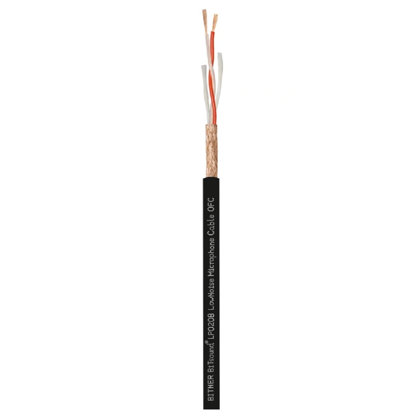 BiTsound LP0208 LowNoise Microphone Cable OFC czarny 2x0,23 Giętki, estradowy przewód mikrofonowy