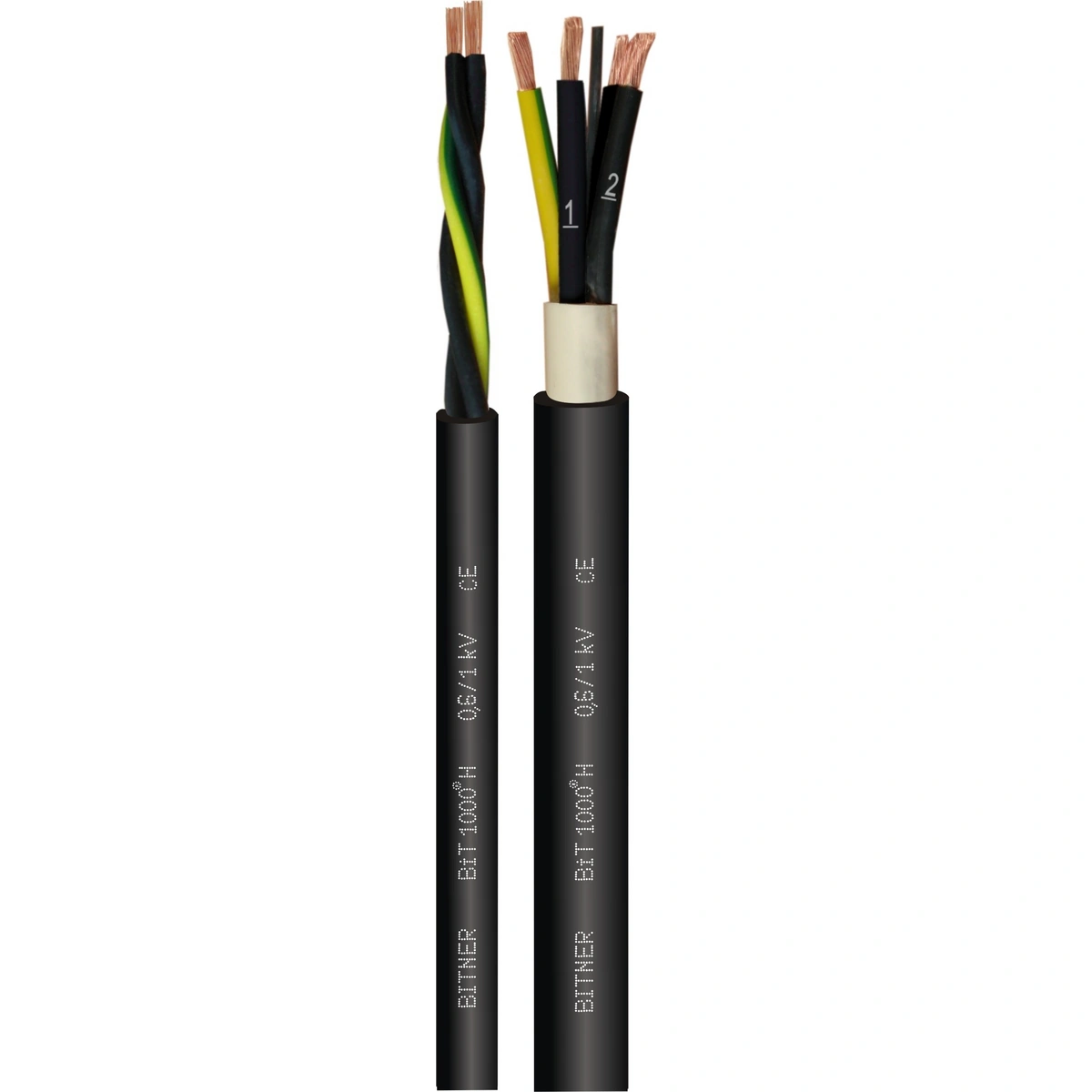 BiT 1000 H 2x2,5 Bezhalogenowy, giętki kabel sterowniczy i zasilający, żyły numerowane, do zastosowań wnętrzowych i na zewnątrz oraz do układnia w ziemi, 0,6/1kV