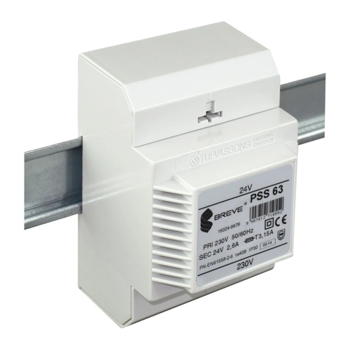 PSS 60 230/ 24V Jednofazowy transformator IP30 na szynę DIN TH-35 w obudowie modułowej z zabezpieczeniem