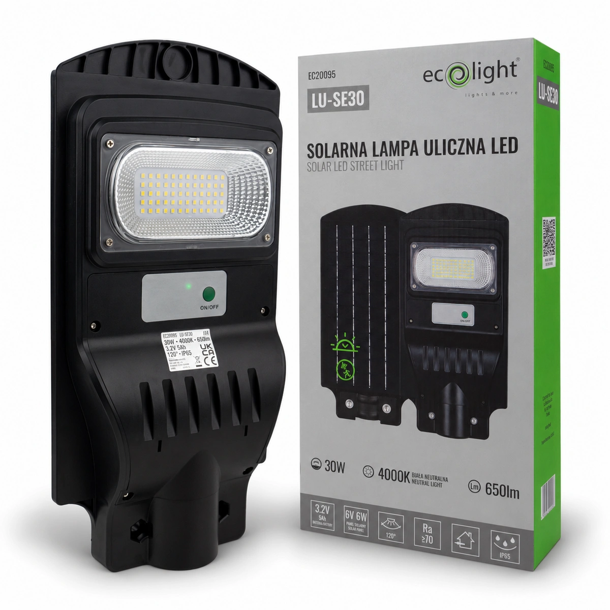lampa ULICZNA SOLARNA 30W NW ECONOMY 4000K 650lm IP65
