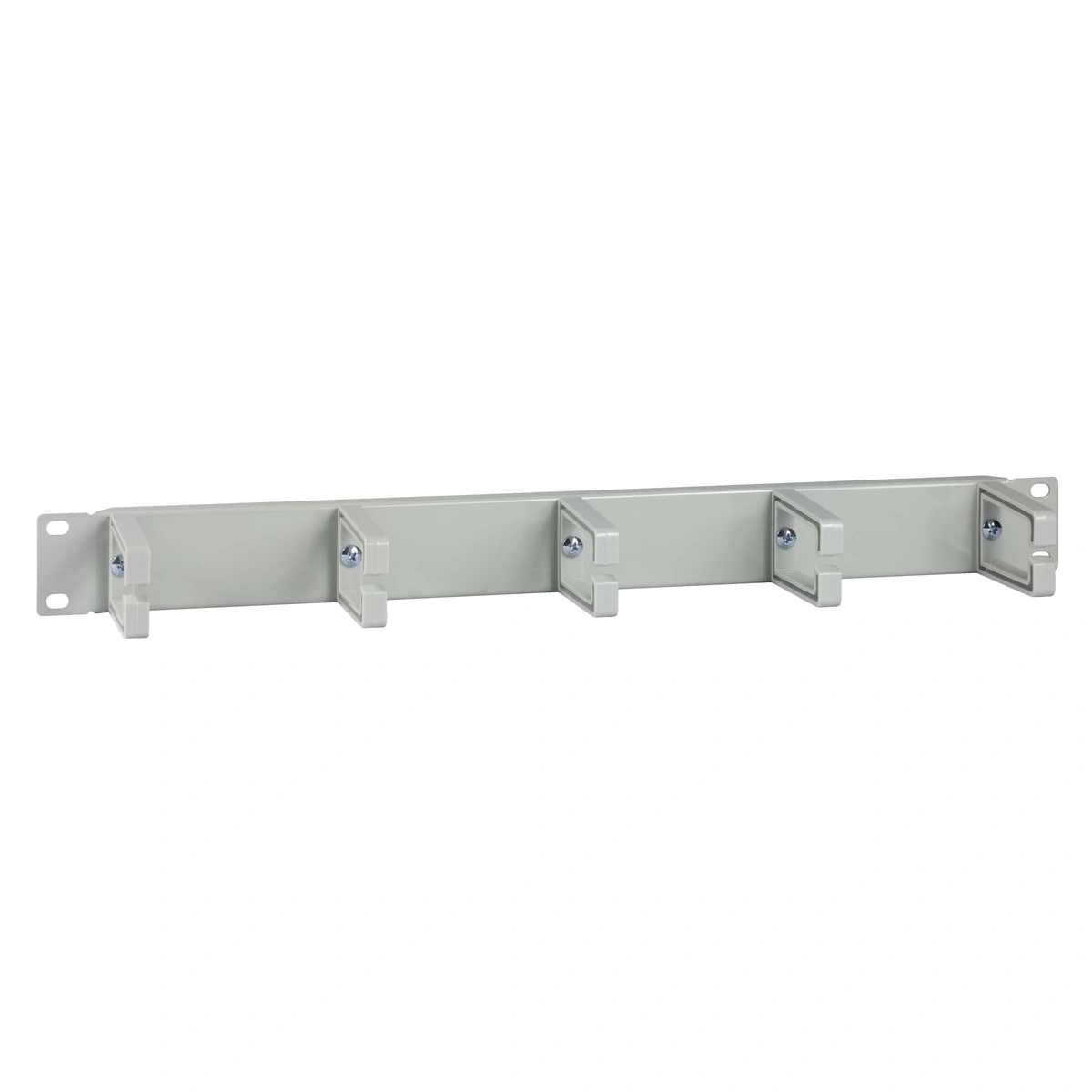 Uchwyt kablowy zewnętrzny szary, plastikowe uszy, 1U RACK
