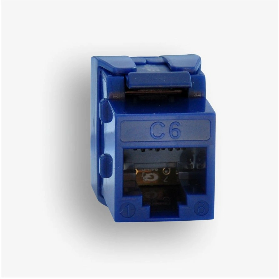 gniazdo RJ45 UTP kat. 6 keystone niebieskie (beznarzędziowe), slim
