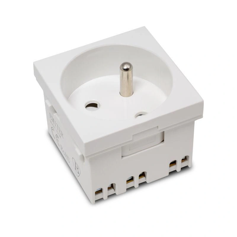 gniazdo modułowe 230V z uziemieniem 1-krotne std 45x45, białe