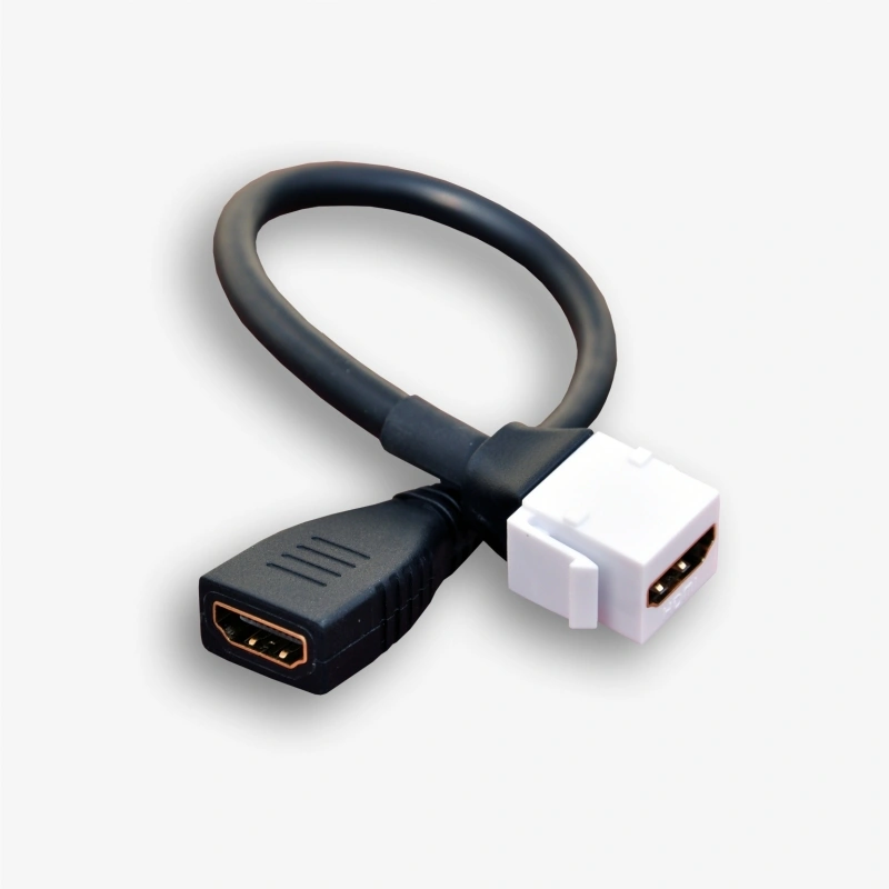 gniazdo keystone typu HDMI 2.0 żeńskie na kablu, kolor biały/czarny