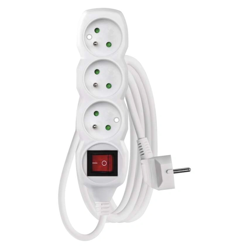 Przedłużacz 3x(2P+Z) 2mb z wyłącznikiem [5/25]