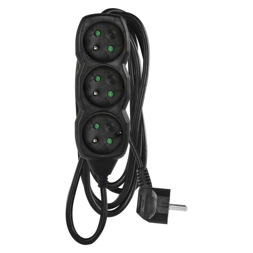 Przedłużacz 3x(2P+Z) 3mb, czarny [5/25]