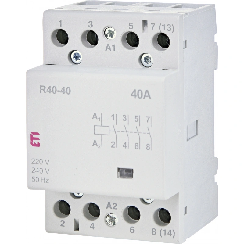 R40-40 230V Stycznik modułowy 40A 4 styki zwierne (3 mod. 4 bieg.)