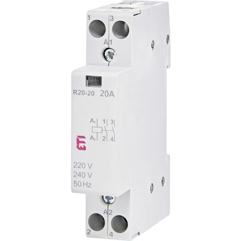 R20-20 230V Stycznik modułowy 20A 2 styki zwierne (1 mod. 2 bieg.)