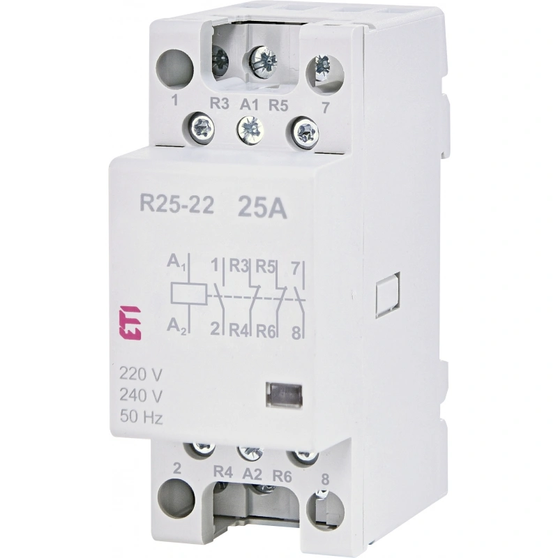 R25-22 230V Stycznik modułowy 25A 2 styki zwierne i 2 rozwierne (2 mod. 4 bieg.)