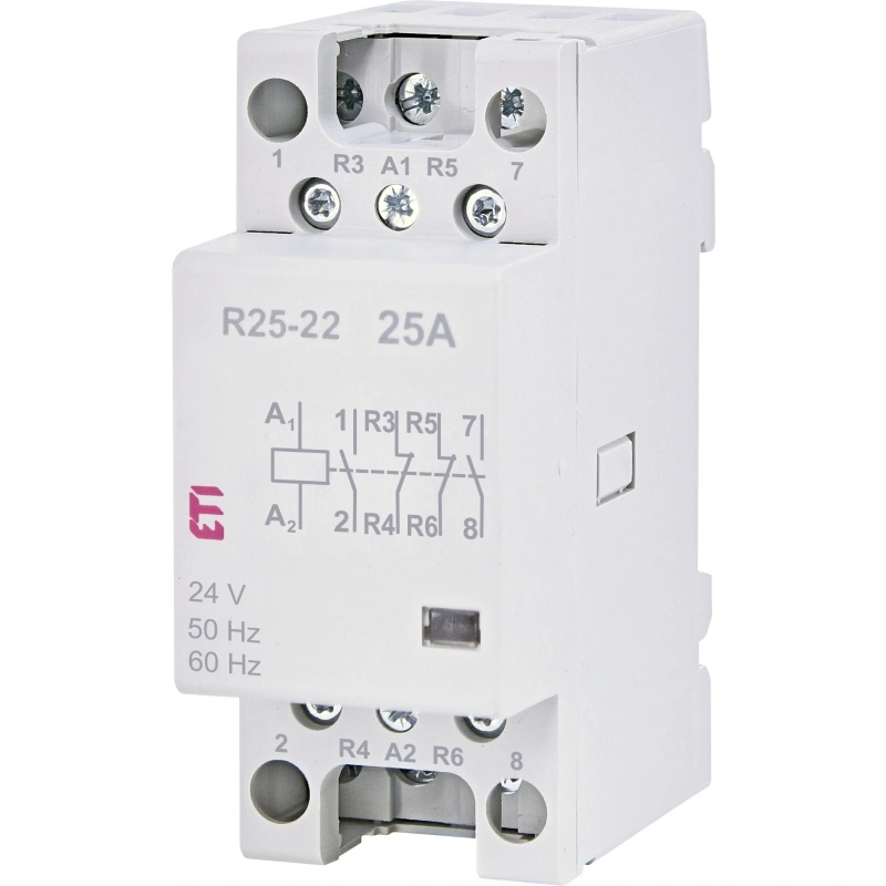 R25-22 24V Stycznik modułowy 25A 2 styki zwierne i 2 rozwierne (2 mod. 4 bieg.)