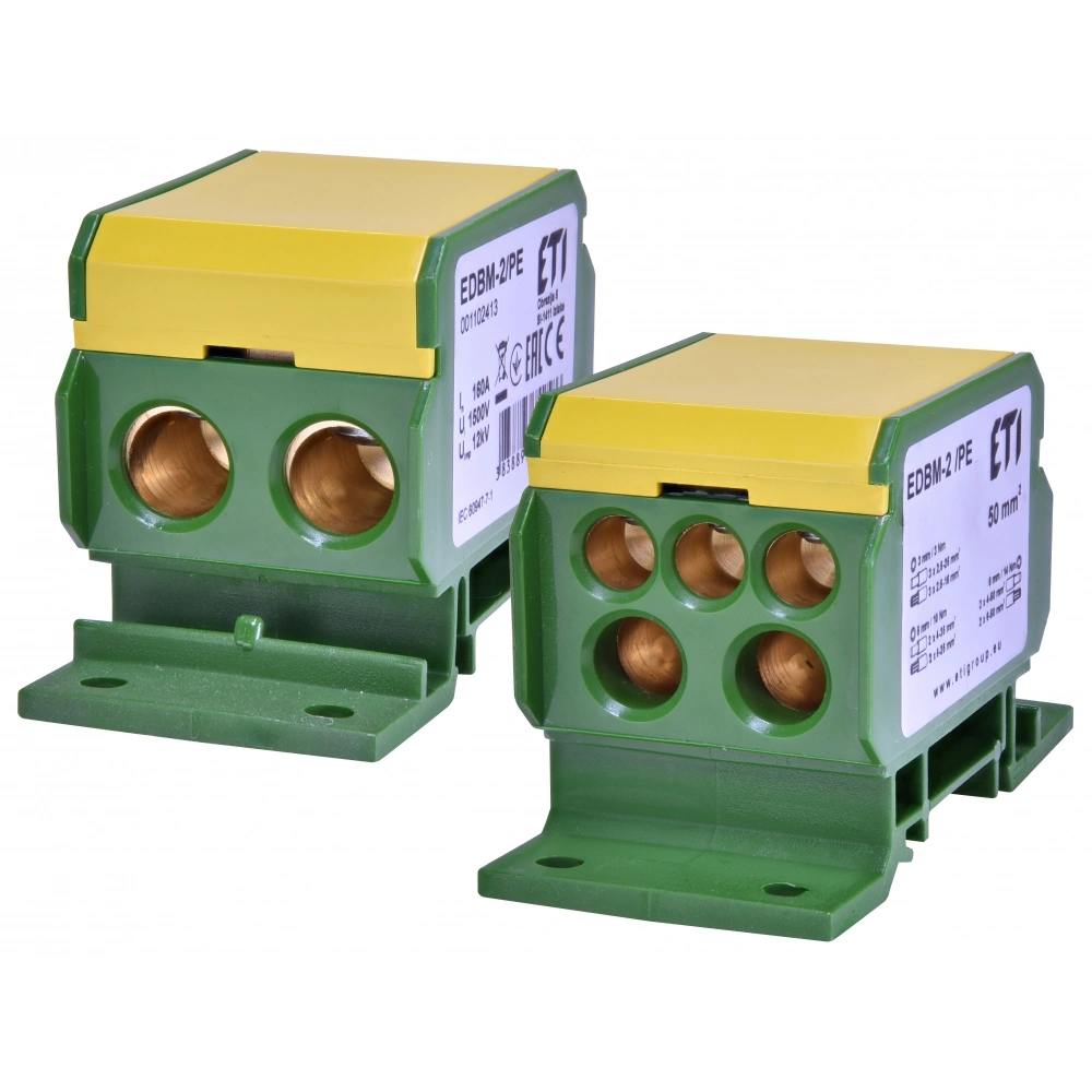 EDBM-2/PE Blok rozdzielczy 160A (2x4-50mm2/2x4-35mm2+3x2,5-25mm2) żółto-zielony