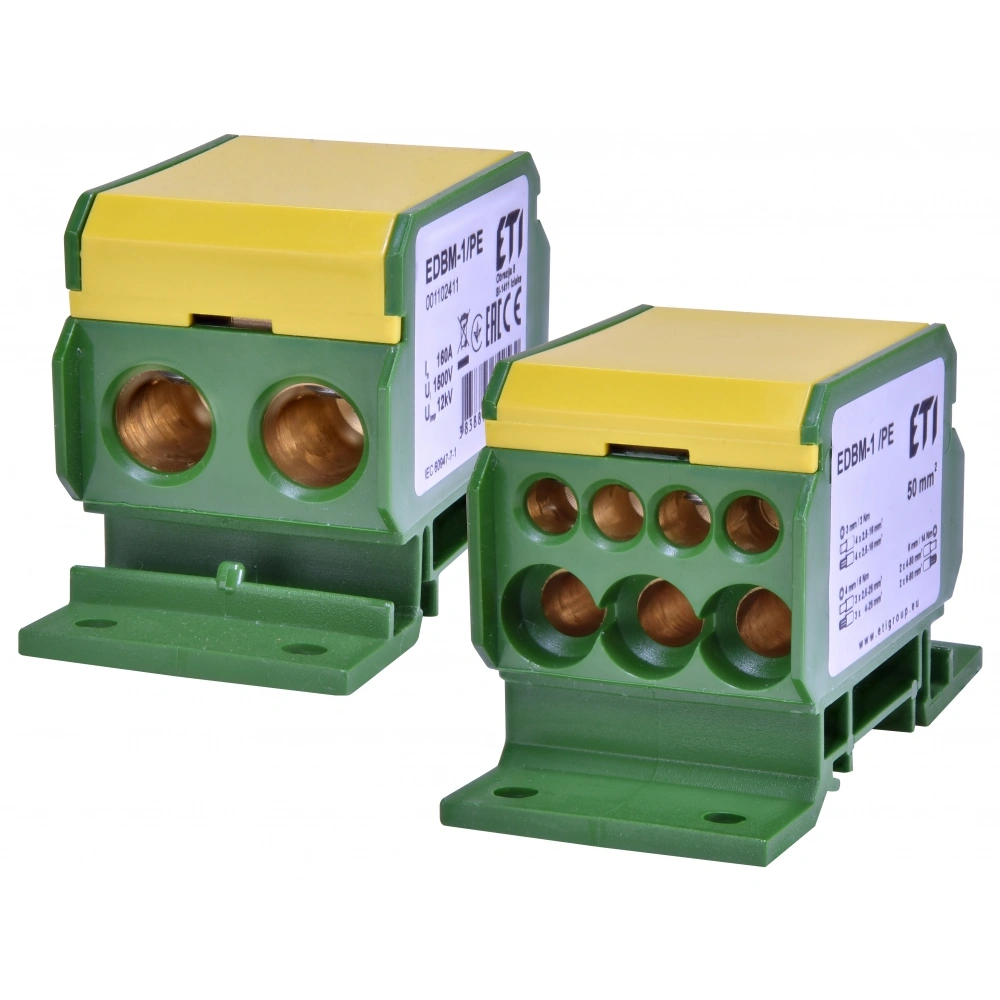EDBM-1/PE Blok rozdzielczy 160A (2x4-50mm2/3x2,5-25mm2+4x2,5-16mm2) żółto-zielony