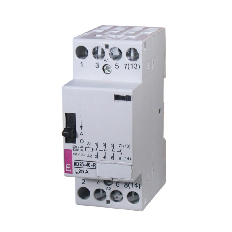 RD25-40-R-24V AC/DC Stycznik modułowy ze sterowaniem ręcznym 25A 4 styki zwierne (2 mod. 4 bieg.)