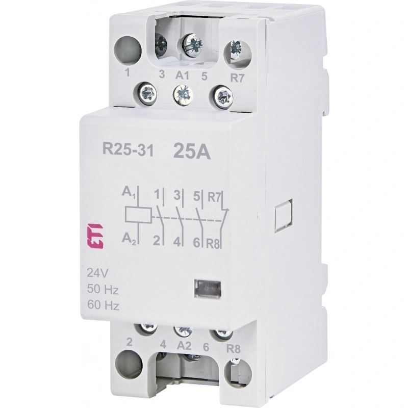 R 25-31 24V Stycznik modułowy 25A 3 styki zwierne i 1 rozwierny (2 mod. 4 bieg.)