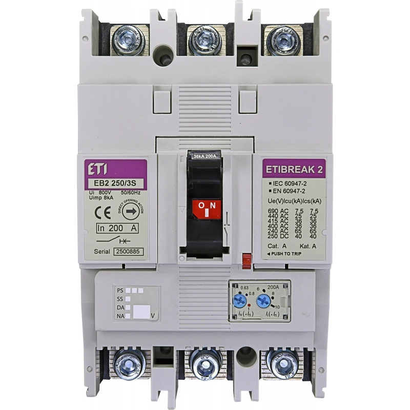 EB2 250/3S 200A 3p wyłącznik mocy 3P, 36kA, wyzw. TM