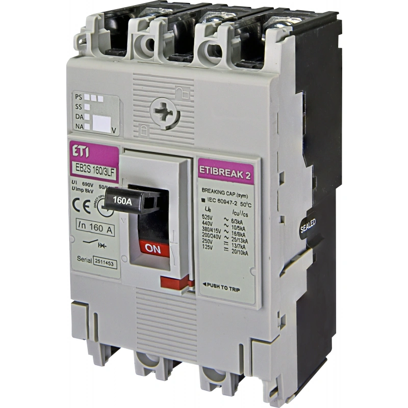 EB2S 160/3LF 160A 3p wyłącznik mocy 3P, 16kA, wyzw. TM (bez regulacji)