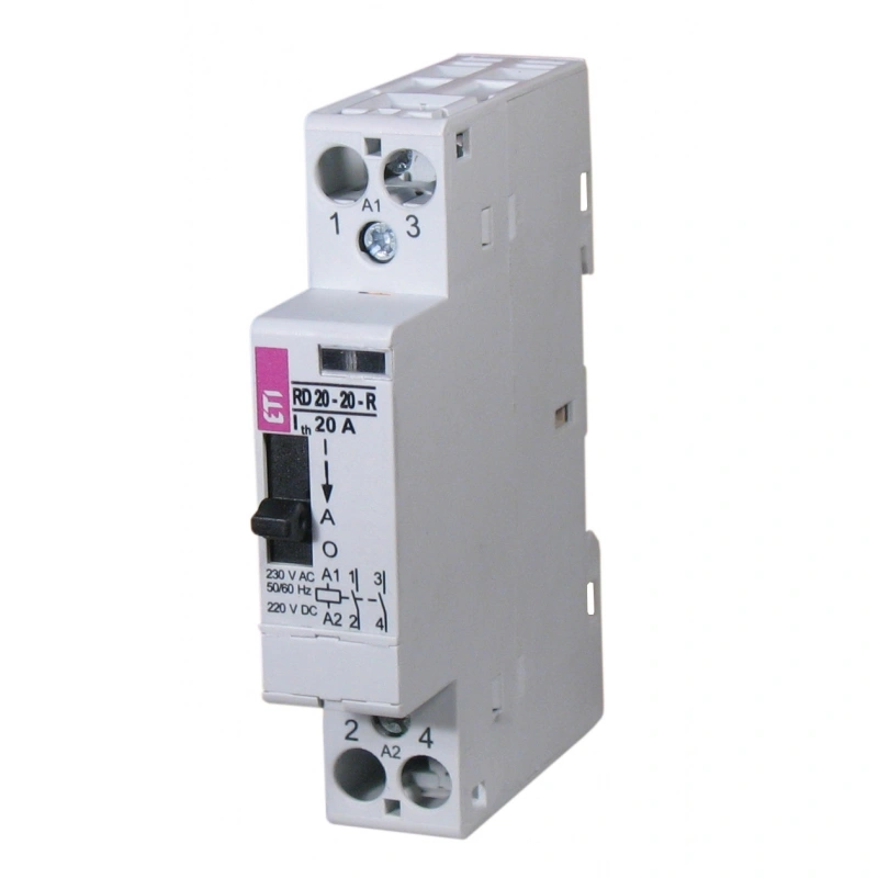 RD 20-20-R-230V AC/DC Stycznik modułowy ze sterowaniem ręcznym 20A 2 styki zwierne (1 mod. 2 bieg.)