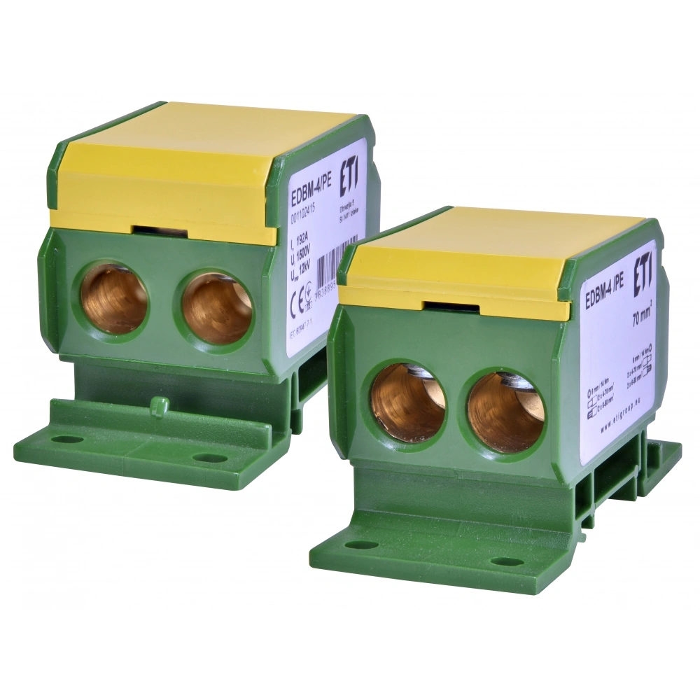 EDBM-4/PE Blok rozdzielczy 192A (2x4-70mm2)/2x4-70mm2) żółto-zielony