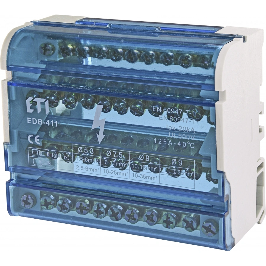 EDB-411 Blok rozdzielczy 125A (4x11 zacisków)