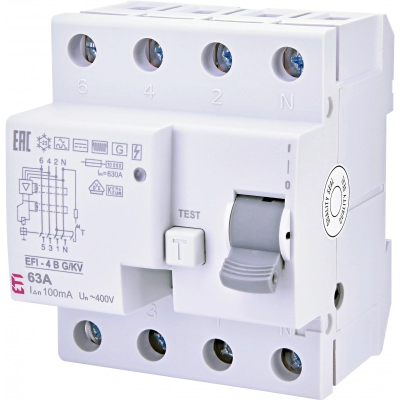EFI-4 B G/KV 63/0,1 wyłącznik różnicowoprądowy Typ B, krótkozwłoczny