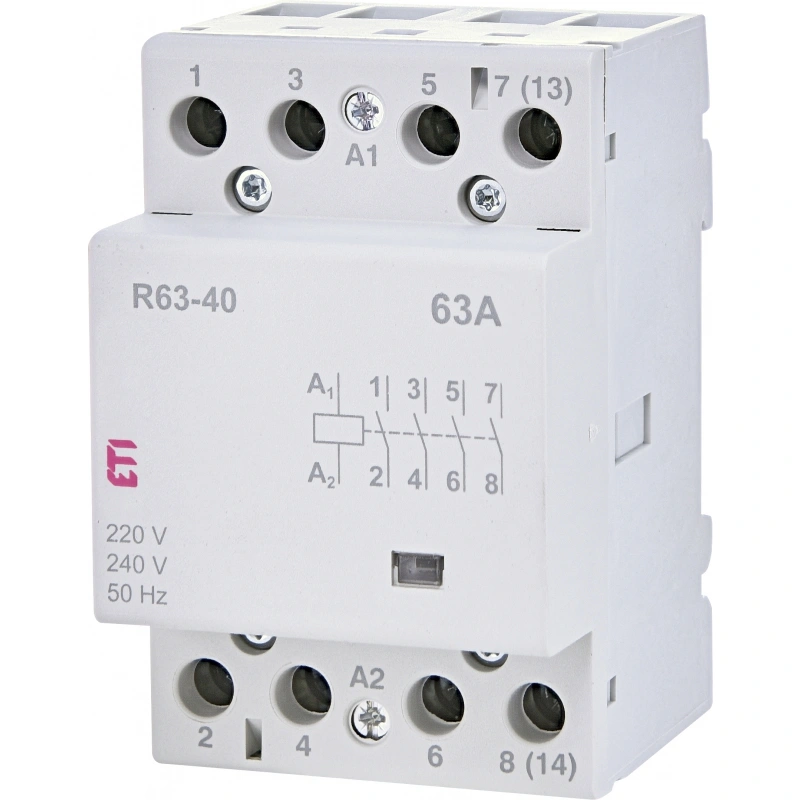 R63-40 230V Stycznik modułowy 63A 4 styki zwierne (3 mod. 4 bieg.)