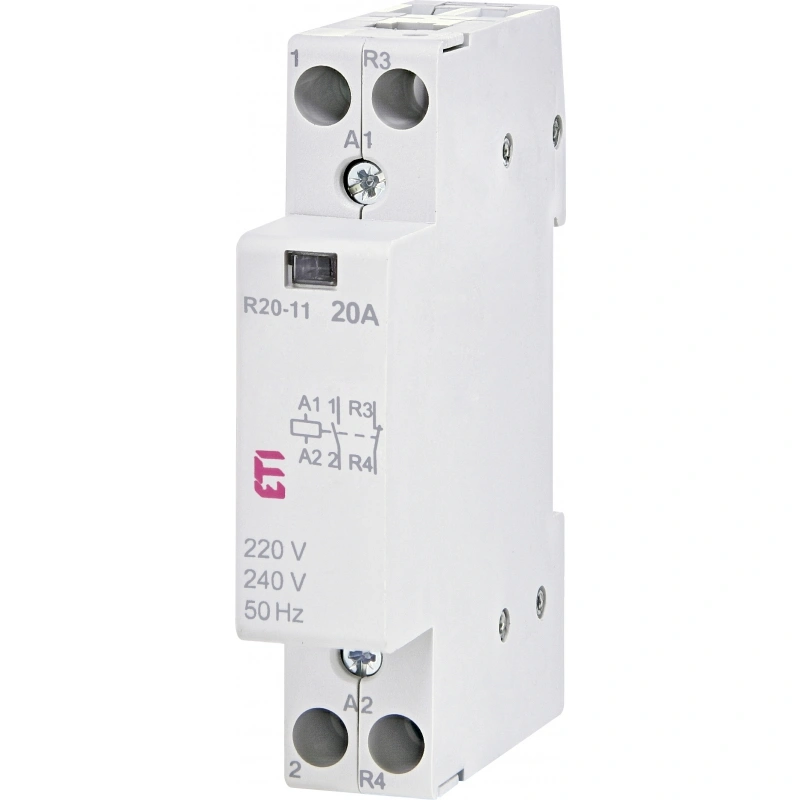 R20-11 230V Stycznik modułowy 20A styk zwierny i rozwierny (1 mod. 2 bieg.)