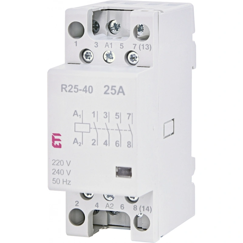 R25-40 230V Stycznik modułowy 25A 4 styki zwierne (2 mod. 4 bieg.)