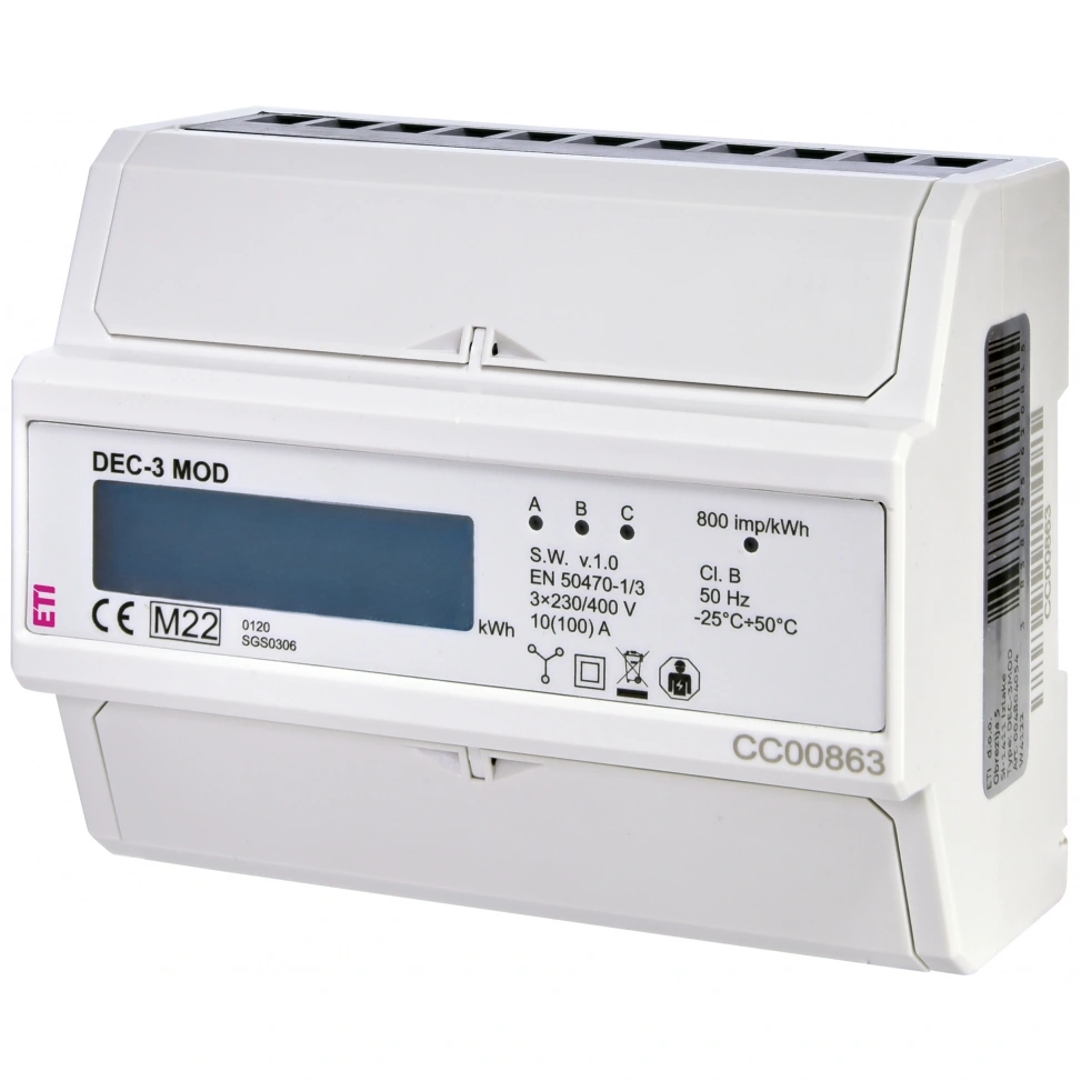 DEC-3MOD Wskaźnik zużycia energii 3-fazowy z modbus
