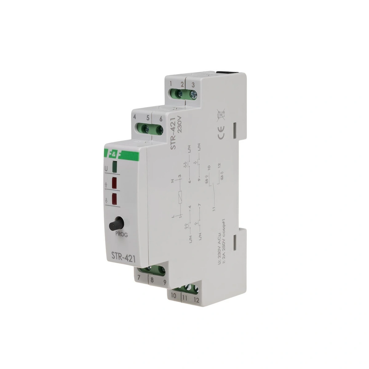 Sterownik rolet STR-421 dwuprzyciskowy; Un=230V, TH-35