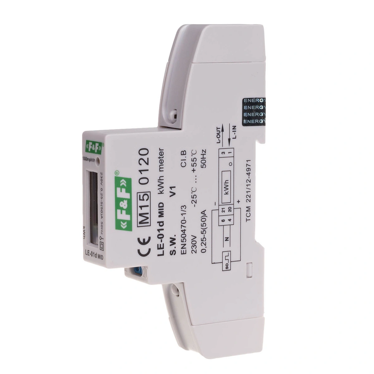 Licznik energii 1-faz. 230V AC wyświetlacz LCD F&F