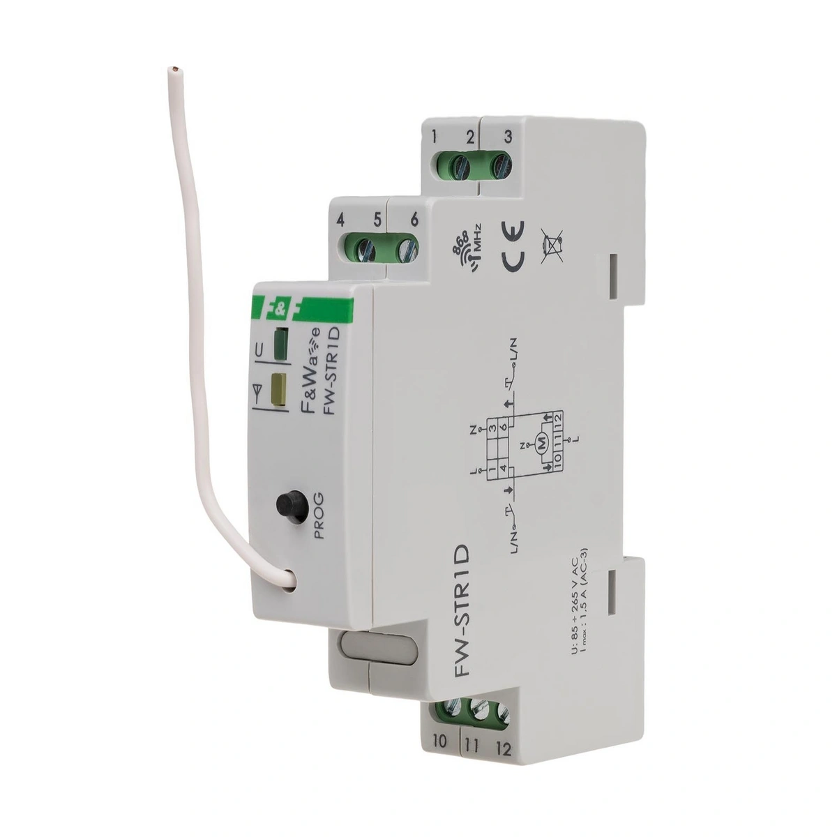Radiowy sterownik rolet 230V- montaż DIN 85÷265V AC/DC