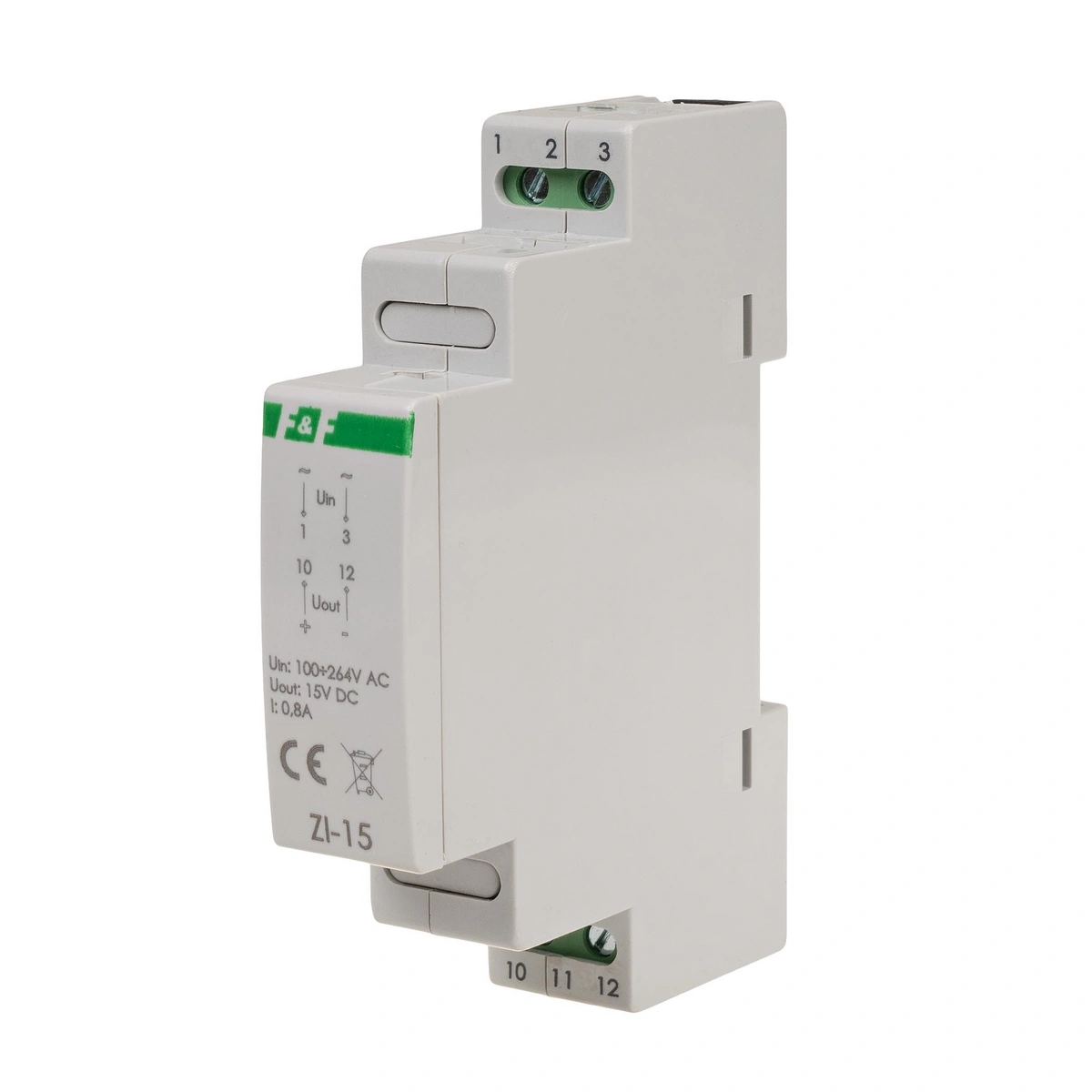zasilacz impulsowy 12W, 15V DC, nap. zas. 100÷230V, do montażu na szynie DIN