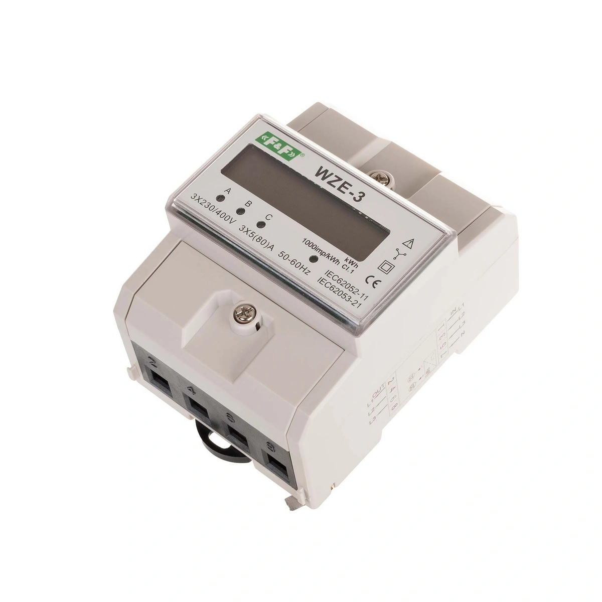 Licznik energii 3-faz. LCD-3F/4M 4-modułowy 80A certyfikat MID F&F